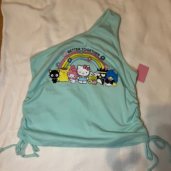 Hello Kitty teal crop short top - Picture 1 of 4